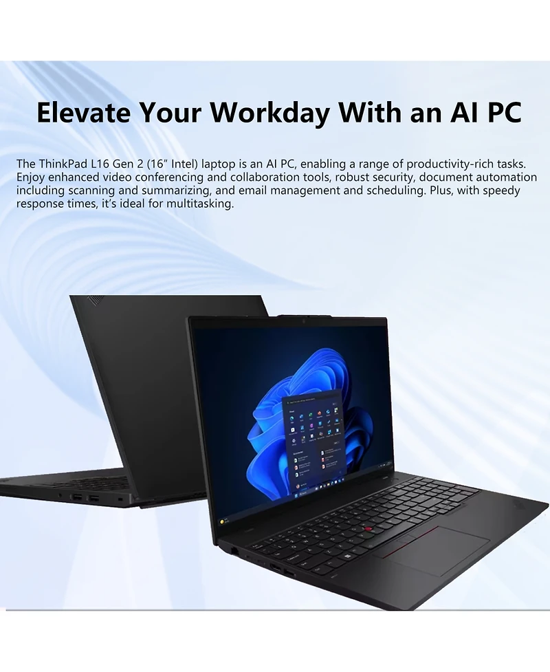 Lenovo ThinkPad L16 16" Traditional Laptop Intel Core Ultra 7 32GB Ram Intel Graphics 1TB Ssd Storage Windows 11 Pro 60Hz