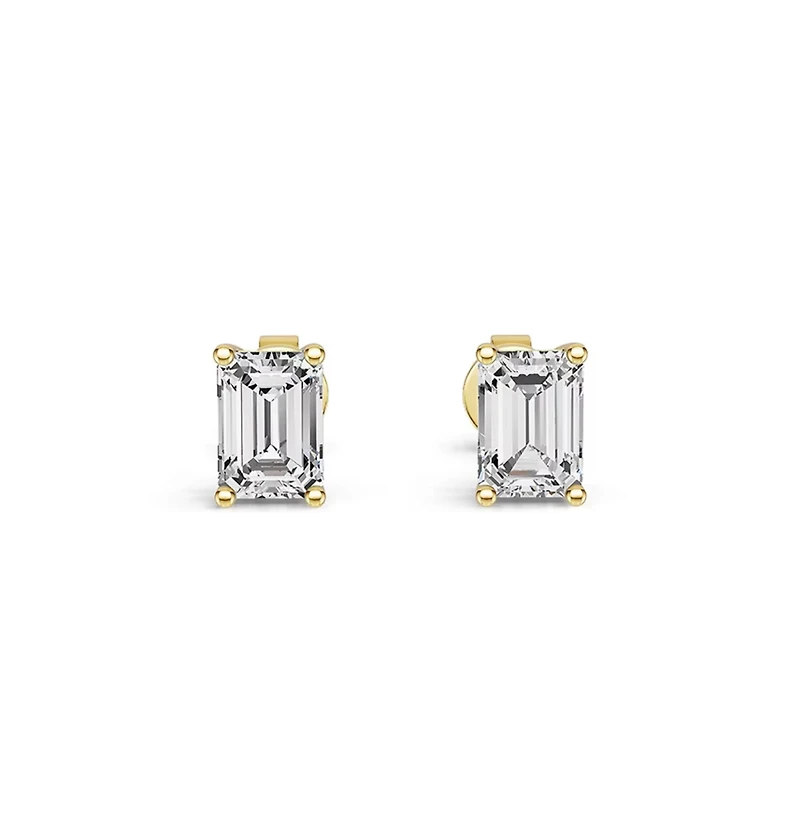 Dloria Valentina Moissanite 1 ct. Emerald Cut Stud Earrings in Gold Vermeil