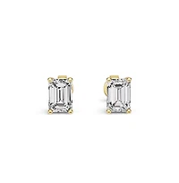 Dloria Valentina Moissanite 1 ct. Emerald Cut Stud Earrings in Gold Vermeil
