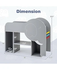 Slickblue Montessori Bookshelf with Elephant Shape 3-Tier Toddler Toy Storage Organizer