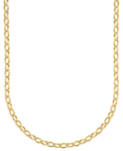 Macy's Men's Polished & Textured Oval Link Chain Necklace in 14k Gold Over Sterling Silver