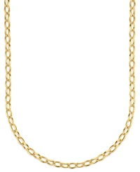 Macy's Men's Polished & Textured Oval Link Chain Necklace in 14k Gold Over Sterling Silver