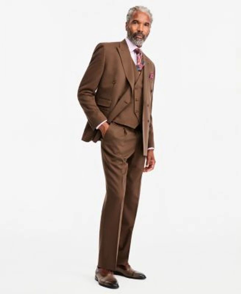 Tayion Collection Mens Classic Fit Medium Brown Suit Separates