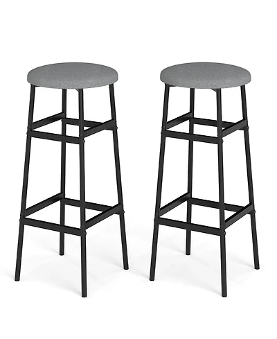 Gymax Bar Stools Set of w/ Sturdy Metal Frame and Footrest for Kitchen Island