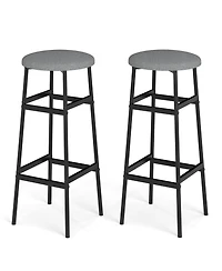 Gymax Bar Stools Set of w/ Sturdy Metal Frame and Footrest for Kitchen Island