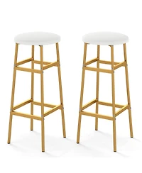 Gymax Bar Stools Set of w/ Sturdy Metal Frame and Footrest for Kitchen Island