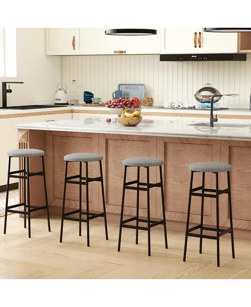 Gymax Bar Stools Set of 4 w/ Sturdy Metal Frame and Footrest for Kitchen Island
