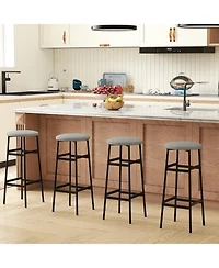 Gymax Bar Stools Set of 4 w/ Sturdy Metal Frame and Footrest for Kitchen Island