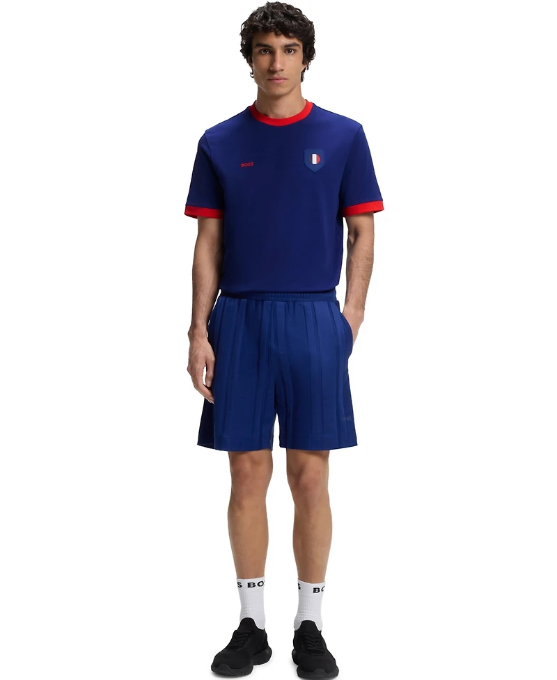 Boss by Hugo Men's Stretch-Cotton France Country Flag Logo T-Shirt