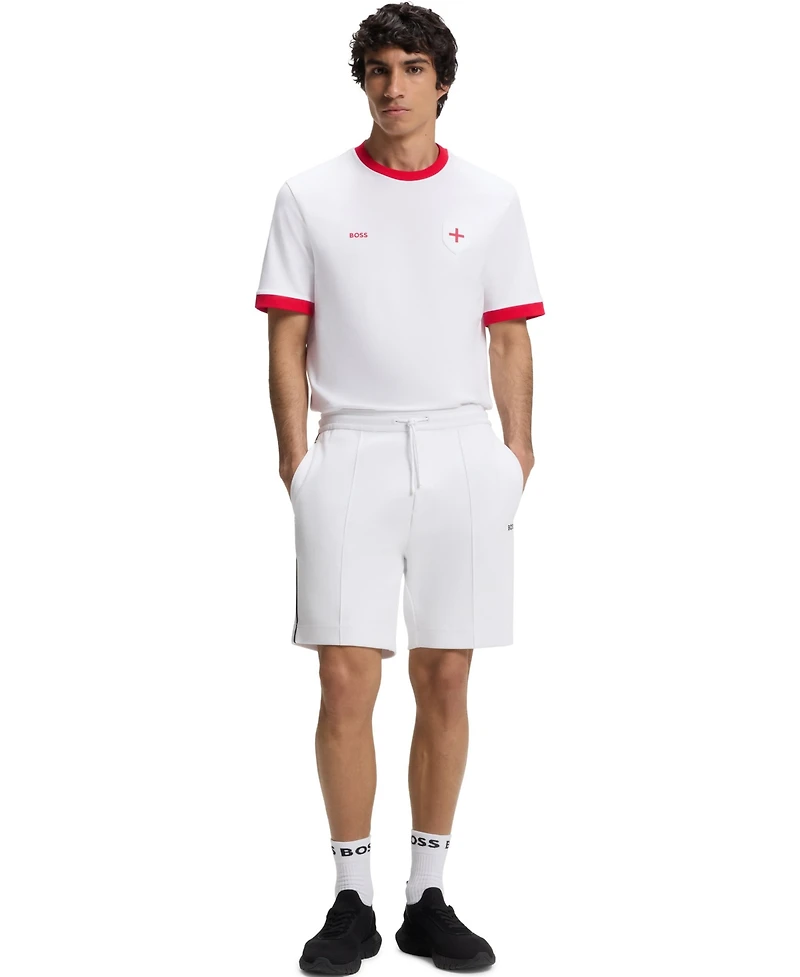 Boss by Hugo Men's Stretch-Cotton England Country Flag Logo T-Shirt