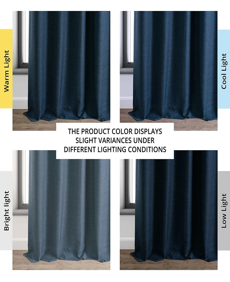 Half Price Drapes Voyager Blue Faux Linen Hotel Blackout Curtain