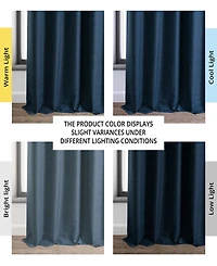 Half Price Drapes Voyager Blue Faux Linen Hotel Blackout Curtain