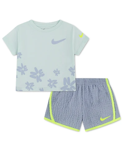Nike Girls' 2T-4T Short-Sleeve T-Shirt and Shorts, 2-Piece Set