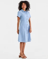 Style & Co Women's Cotton Chambray Short-Sleeve Shirtdress, Macy's Exclusive