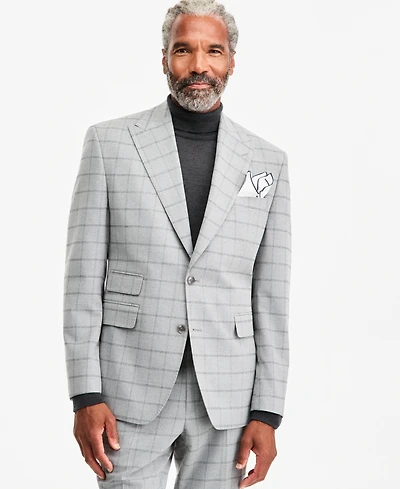 Tayion Collection Men's Classic-Fit Gray & Black Check Suit Separate Jacket