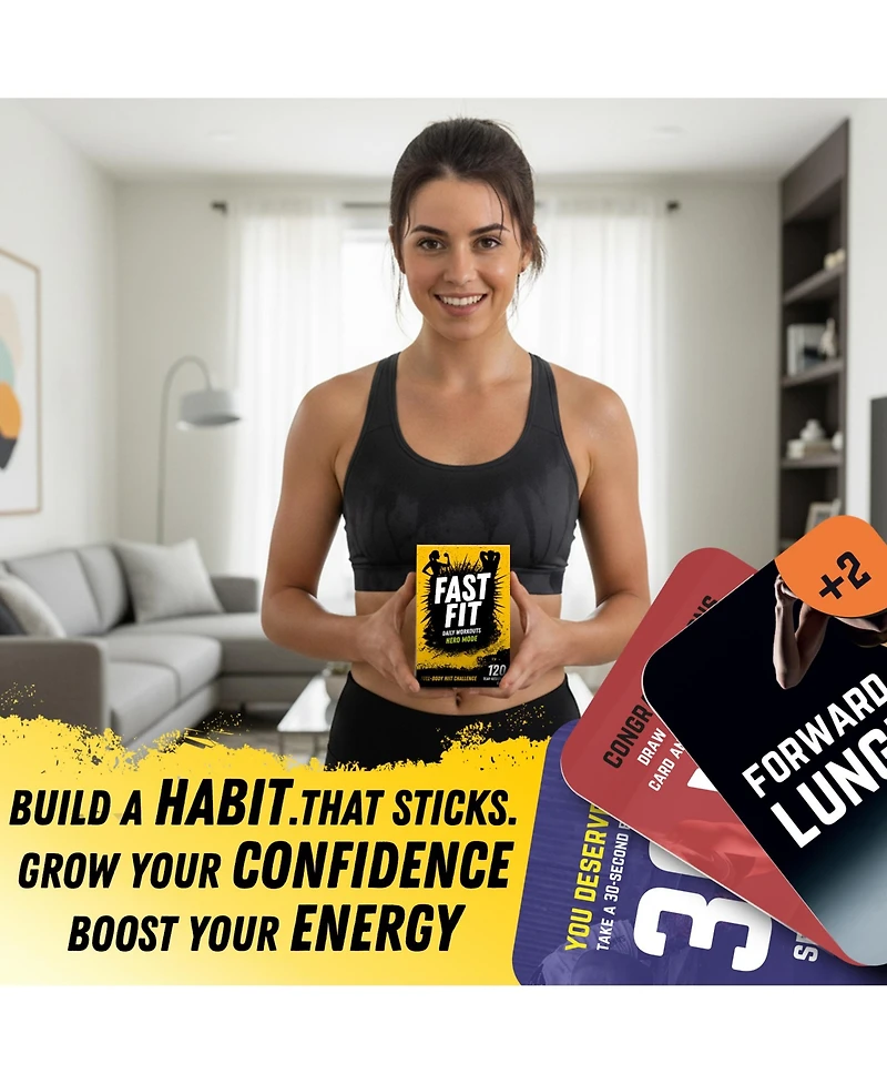 Quokka Fast Fit Mode Workout Cards — 120 Tear Resistant Hiit Fitness Deck