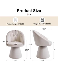 Rainsken Swivel Accent Chair, Chenille Fabric Upholstered Armchair with Curved Backrest and High Cylindrical Base for Living Room and Bedroom
