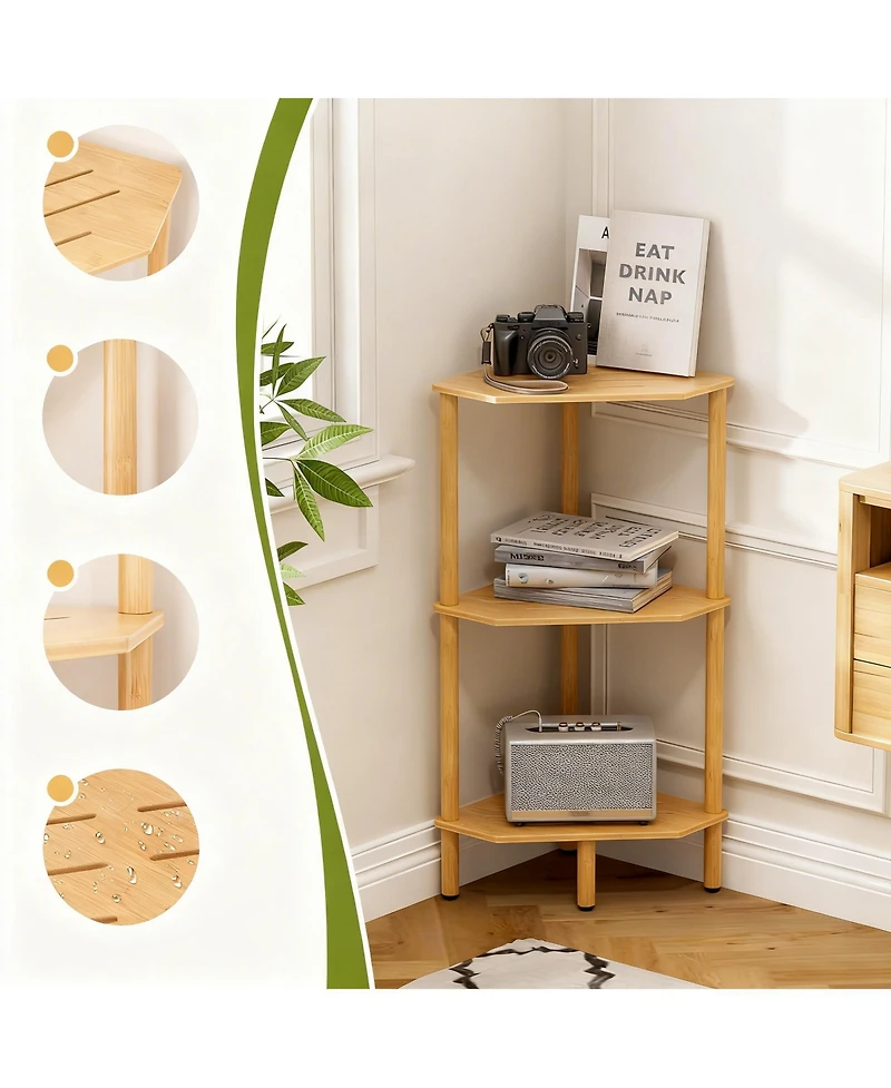 Yigii Corner Shelf Stand Storage Organizer for Bathroom Kitchen Bedroom
