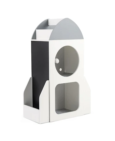 Slickblue 3-Tier Kids Bookshelf Rocket Space Theme Toddler Toy Storage Organizer