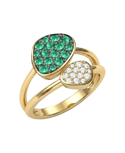 Macy's Lab Grown Ruby (3/4 ct. t.w.) & White Sapphire (1/4 Ring 14k Gold Over Sterling Silver (Also Available Emerald Sapp