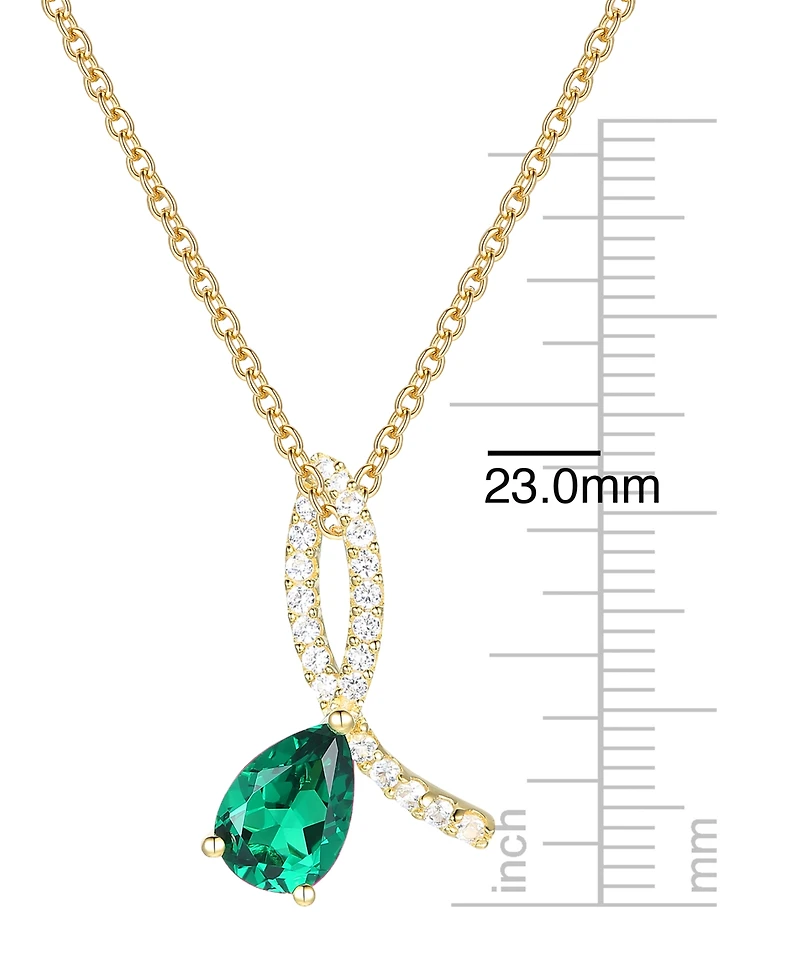 Macy's Lab Grown Ruby (1-3/8 ct. t.w.) & White Sapphire (1/5 Pendant Necklace 14k Gold Over Sterling Silver (Also Available