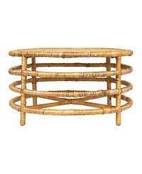 Storied Home 36" Rattan and Banana Round Coffee Table