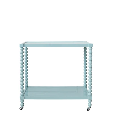 Storied Home 35" Rubberwood 2-Tier Bar Cart on Wheels