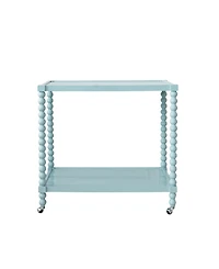 Storied Home 35" Rubberwood 2-Tier Bar Cart on Wheels