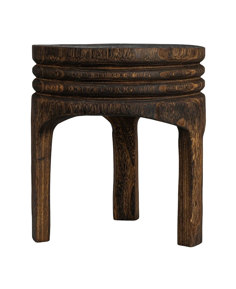 Storied Home 14" Paulownia Wood Carved Stool