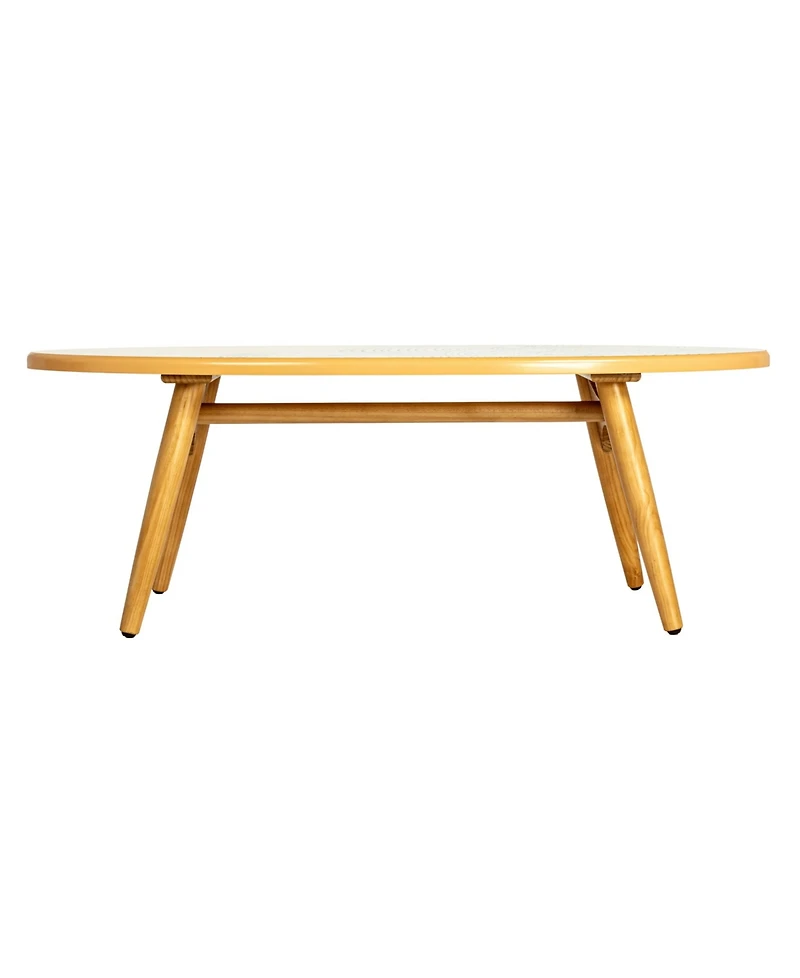 Storied Home 47" Wood Sea Waves Surfboard Oval Coffee Table