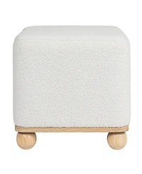 Storied Home 16" Upholstered Square Boucle Ottoman
