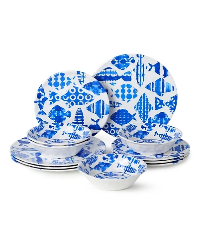 Certified International Fish Tale 12-Piece Dinnerware Set, Service for 4