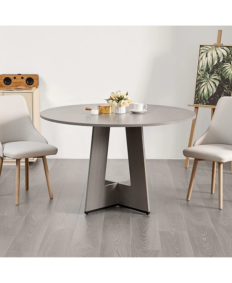 Gouun 47 Inch Round Dining Table for 4 to 6 with Wood Look Top