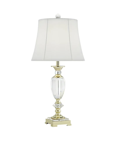 Vienna Full Spectrum European Style Table Lamp with Table Top Dimmer 28.75" Tall Brass Clear Crystal Fabric Empire Living Room Bedroom