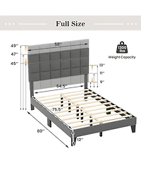 Gouun Modern Linen Bed Frame with Adjustable Headboard