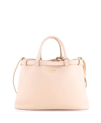 Pre-Owned Prada Medium Double Buckle Belt Tote Bag Leather