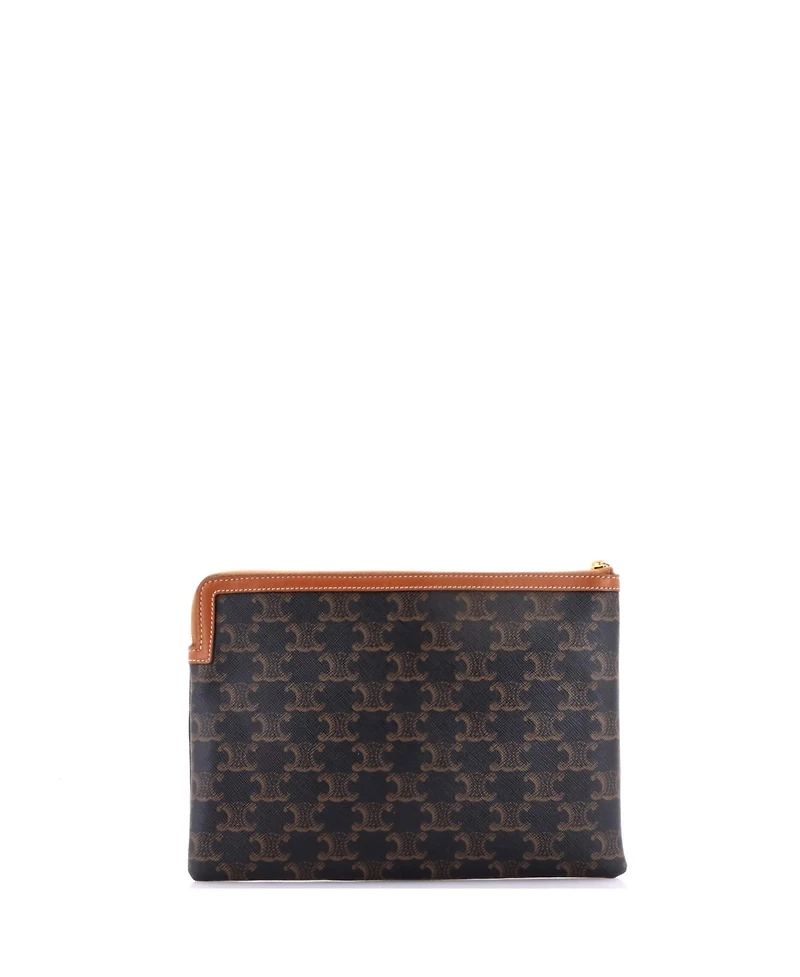 Pre-Owned Celine Small Zip Pouch Triomphe Coated Canvas
