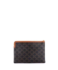 Pre-Owned Celine Small Zip Pouch Triomphe Coated Canvas