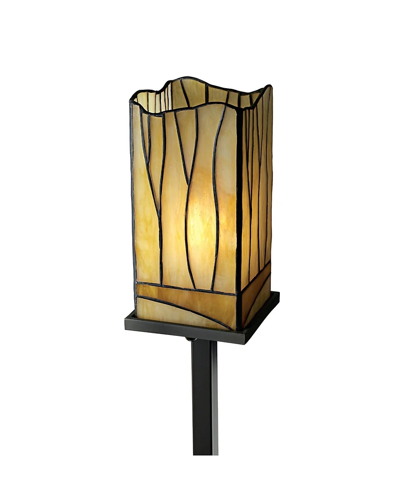 Robert Louis Tiffany Style Floor Lamp with Usb Charging Port 3-Light 72" Tall Amber Art Glass Shade for Living Room Reading