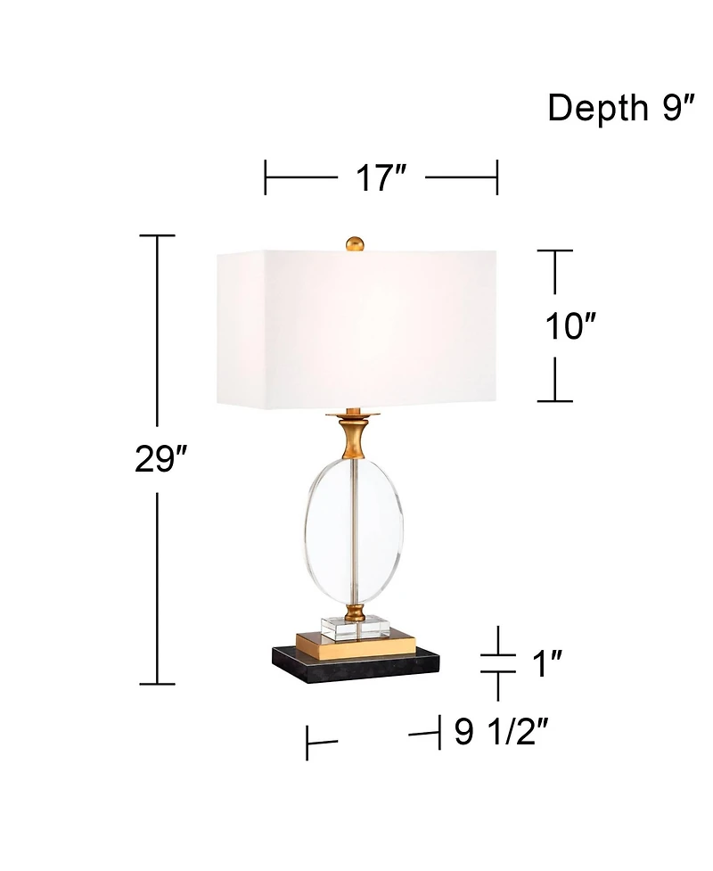 Vienna Full Spectrum Valerie Modern Table Lamp with Riser 28" Tall Clear Crystal Fabric Shade for Bedroom Living Room Bedside House Home