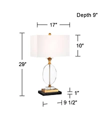 Vienna Full Spectrum Valerie Modern Table Lamp with Riser 28" Tall Clear Crystal Fabric Shade for Bedroom Living Room Bedside House Home