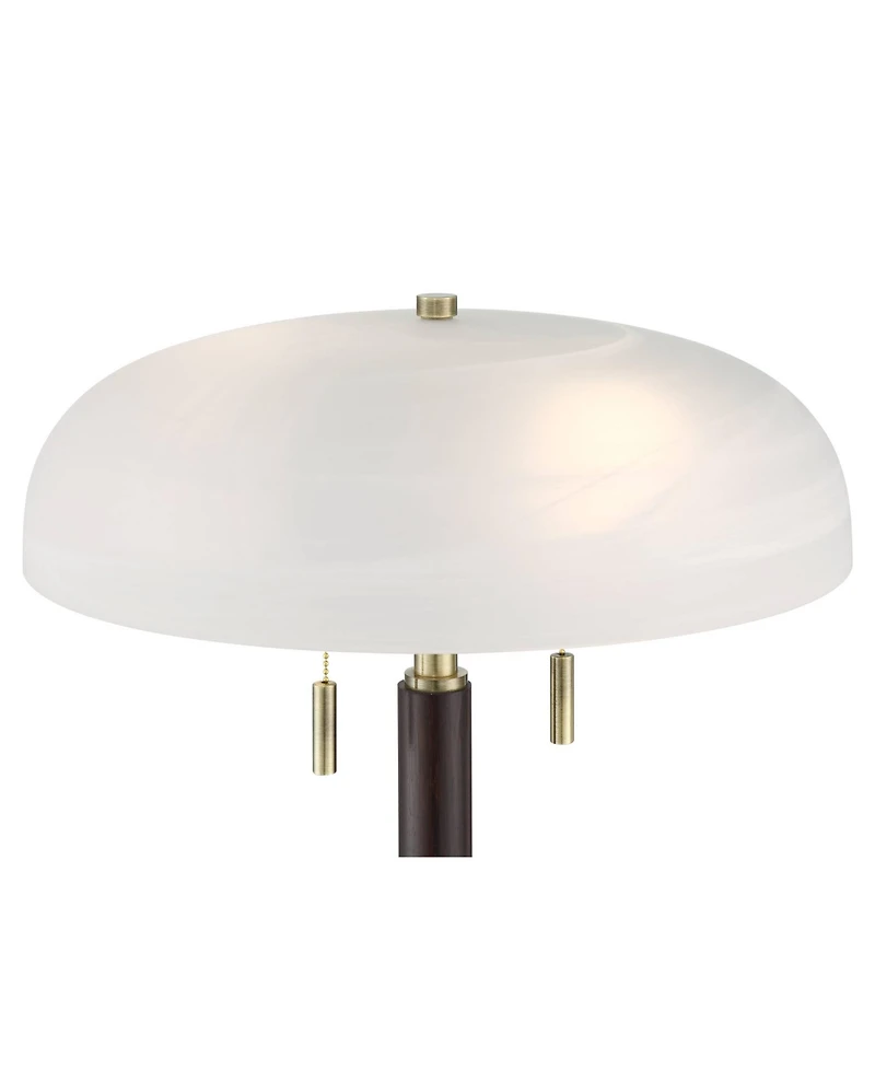 Possini Euro Design Wyndham 23" High Mid Century Modern Desk Lamp Dual Usb Ports Metal Glass Dome Shade Home Office Charging