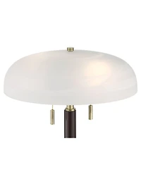 Possini Euro Design Wyndham 23" High Mid Century Modern Desk Lamp Dual Usb Ports Metal Glass Dome Shade Home Office Charging