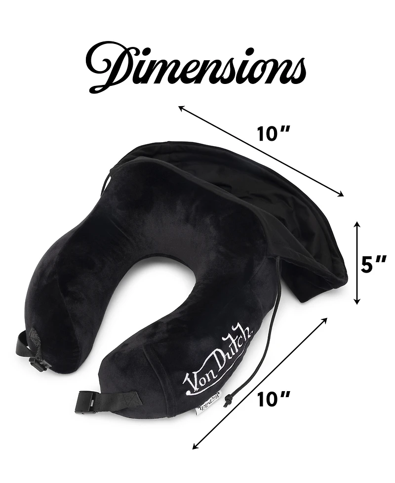 Von Dutch Eyeconic Hooded Ergonomic Memory Foam 5" Travel Neck Pillow