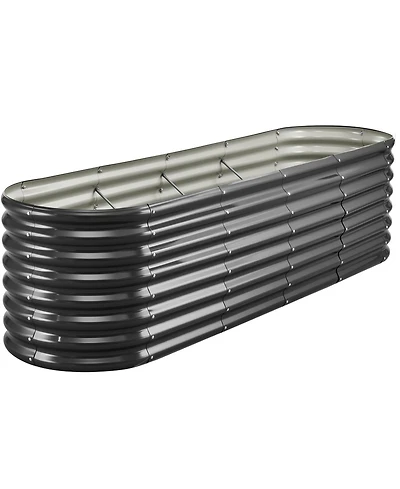 Gouun Oval Metal Raised Garden Bed, Galvanized Planter Box with Reinforcement Bar