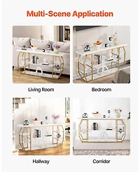 Gouun 3 Tier Console Table with Open Storage and Geometric Frame