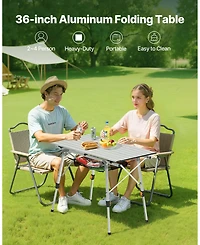 Gouun Adjustable Roll Up Camping Table with Mesh Shelf and Carry Bag