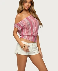 Edikted Women's Taniya Off Shoulder Zigzag Knit Top