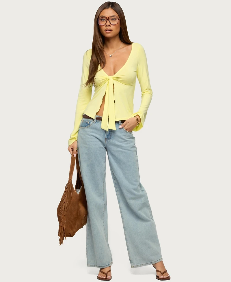 Edikted Women's Scarlette Tie Front Top