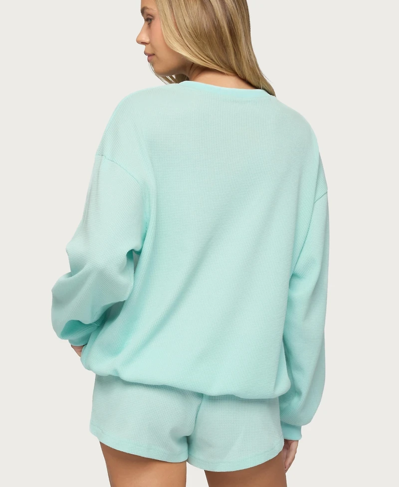 Edikted Women's Baila Waffle Henley Top